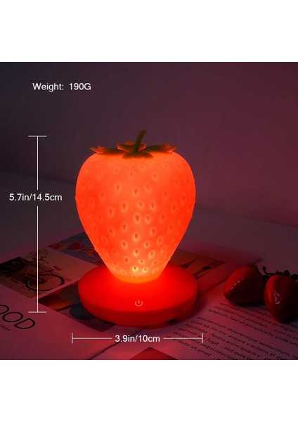 LED Renk Değiştirme Sevimli Dokunmatik Çilek Gece Lambası Yatak Odası, Şifonyer, Oturma Odası, Çocuk Odası, Ofis, Festival Dekoru ve Hediye Için Masa Lambası (Kırmızı) (Yurt Dışından) fiyatları