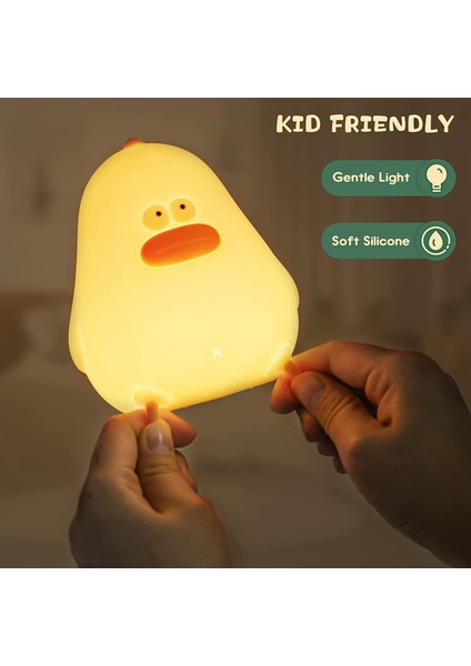 Sevimli Gece Lambası Silikon Squishy Gece Lambası Taşınabilir Şarj Edilebilir LED Lamba Dokunmatik Sensör ile Bebek Kız Erkek Hediye Için (Abeechick) (Yurt Dışından)