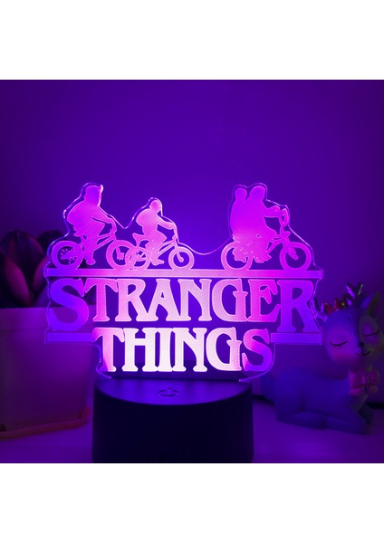 Stranger Things Gece Lambası 3D LED Illusion Lamba, Çocuklar Için 16 Renkli Uzaktan Kumandalı Yatak Odası Süslemeleri Işık - Siyah Koltuk (Yurt Dışından)