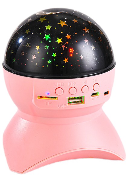 Projektör Şarj Bluetooth Müzik Dönen Ay Yıldız Gece Lambası Yaş Için Bebek Kız Erkek Parti ve Doğum Günü Oyuncakları Hediyeler Için (Pembe) (Yurt Dışından)
