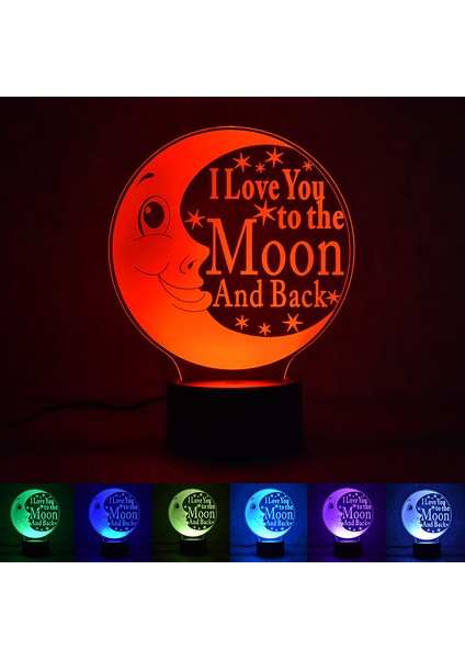 Seni Seviyorum Ay 3D LED Optik Illusion Lambalar 7 Renk Değişimi Dokunmatik Anahtarı Sanat Heykel Işıkları LED Masa Gece Lambası Harika Hediye (Yurt Dışından)