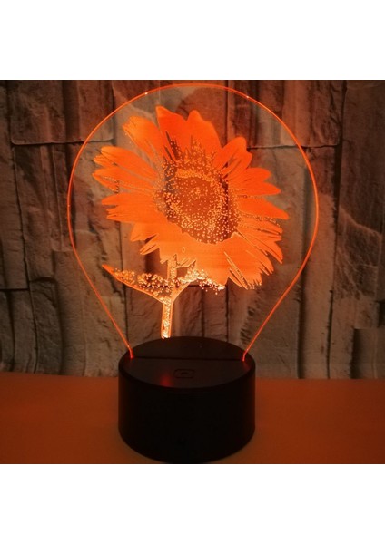 3D Ayçiçeği Gece Lambası Dokunmatik Masa Danışma Optik Illusion Lambalar 7 Renk Değişen Işıklar Ev Dekorasyon Noel Doğum Günü Hediyesi (Stil B) (Yurt Dışından)