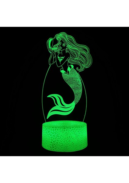 Denizkızı 3D Illusion Lamba Kız Için Denizkızı Lamba Noel Doğum Günü Hediyesi Küçük Denizkızı LED Gece Lambası 16 Renk Çocuklar Için Değişiyor Erkek Çocuk (Stil E) (Yurt Dışından)