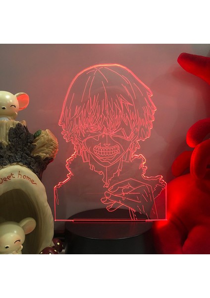 3D Anime Ghoul Illusion Lamba ile 16 Renkli Uzaktan Kumanda 3D LED Gece Lambası Çocuk Odası Için Dekoratif Lamba --- C1(Siyah Koltuk) (Yurt Dışından)