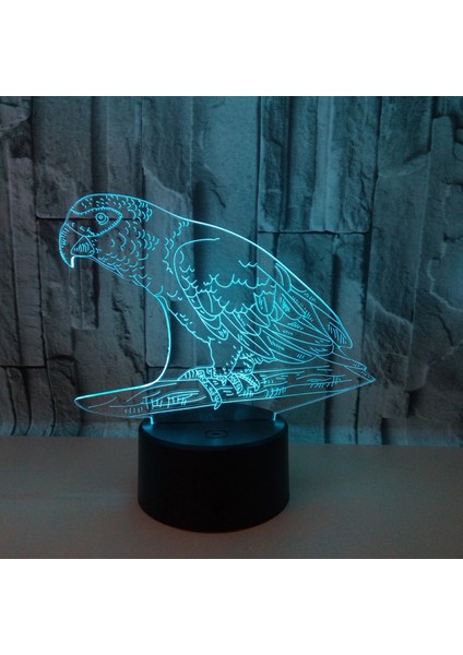 Papağan Kuş Kalıplama Masa Lambası 3D Akrilik 7 Renk LED USB Uyku Gece Lambası Romantik Aşk Yatak Odası Dekoru Işık (Stil 11) (Yurt Dışından)