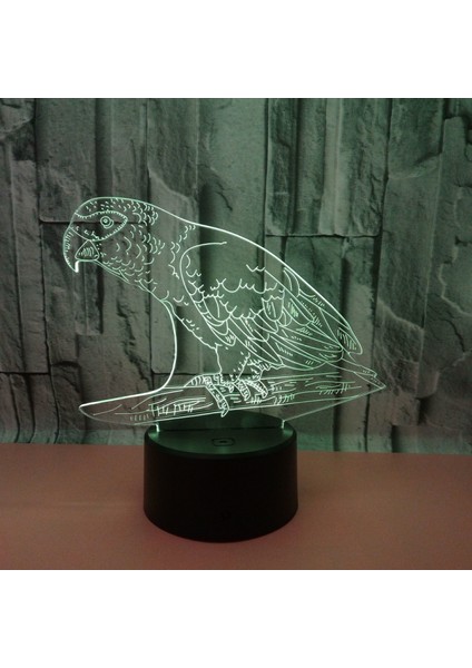 Papağan Kuş Kalıplama Masa Lambası 3D Akrilik 7 Renk LED USB Uyku Gece Lambası Romantik Aşk Yatak Odası Dekoru Işık (Stil 11) (Yurt Dışından)