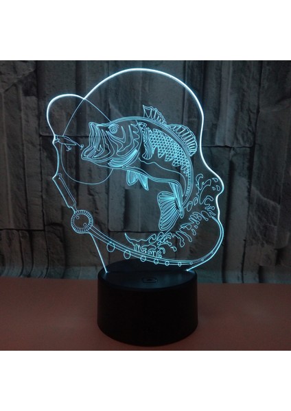 3D Balıkçılık Balık Gece Lambası Lambası Illusion Gece Lambası 7 Renk Değiştirme Dokunmatik Anahtarı Masa Danışma Dekorasyon Lambaları Hediye Akrilik Düz (Yurt Dışından) modelleri