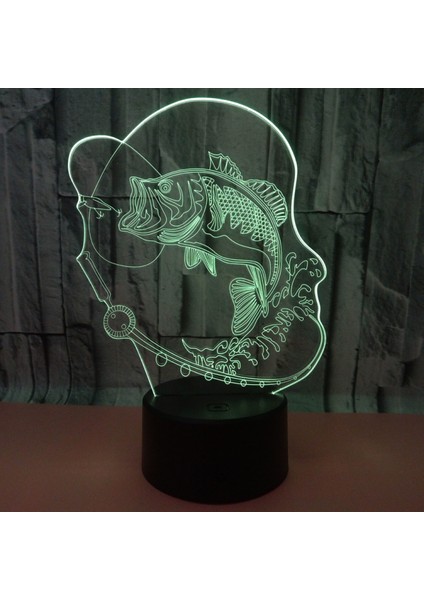 3D Balıkçılık Balık Gece Lambası Lambası Illusion Gece Lambası 7 Renk Değiştirme Dokunmatik Anahtarı Masa Danışma Dekorasyon Lambaları Hediye Akrilik Düz (Yurt Dışından) fırsatları