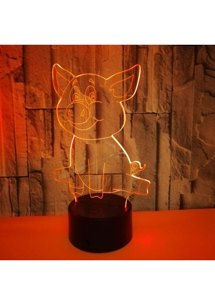 Karikatür Domuz Gece Lambası 3D Illusion Lamba Dokunmatik 7 Renk Değişen Yatak Odası Dekor Kız Çocuklar Doğum Günü Hediyesi Oyuncaklar Domuzlar Hediyeler (Yurt Dışından) fiyatları