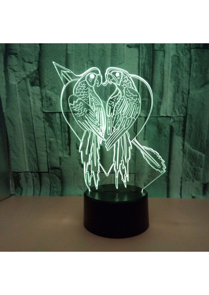 Yenilik Papağan Kuş Kalıplama Masa Lambası 3D Akrilik 7 Renk LED USB Uyku Gece Lambası Romantik Aşk Yatak Odası Dekoru Işık (Stil 10) (Yurt Dışından)