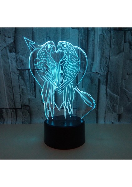 Yenilik Papağan Kuş Kalıplama Masa Lambası 3D Akrilik 7 Renk LED USB Uyku Gece Lambası Romantik Aşk Yatak Odası Dekoru Işık (Stil 10) (Yurt Dışından) modelleri