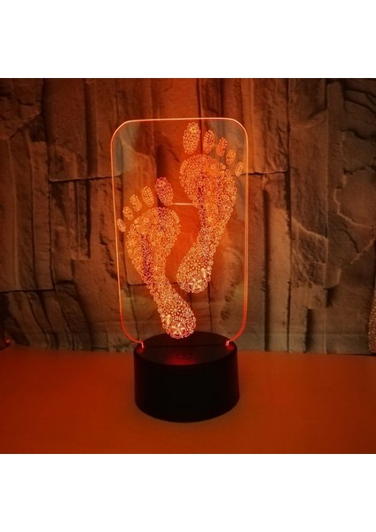 Optik Illusion 3D Ayak Izi Gece Lambası 16 Renk Değiştirme Uzaktan Kumanda Dokunmatik Anahtarı Dekor LED Masa Masa Lambası Noel Noel Doğum Günü Hediyesi (Stil F) (Yurt Dışından)