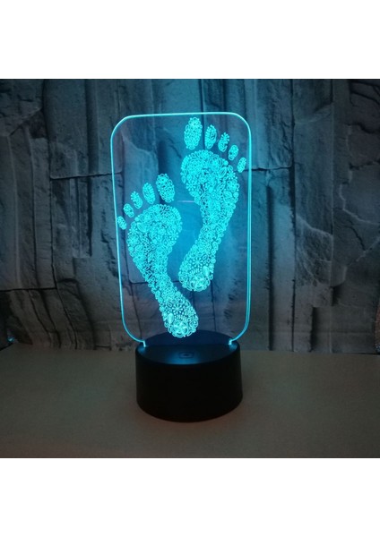 Optik Illusion 3D Ayak Izi Gece Lambası 16 Renk Değiştirme Uzaktan Kumanda Dokunmatik Anahtarı Dekor LED Masa Masa Lambası Noel Noel Doğum Günü Hediyesi (Stil F) (Yurt Dışından) fırsatları