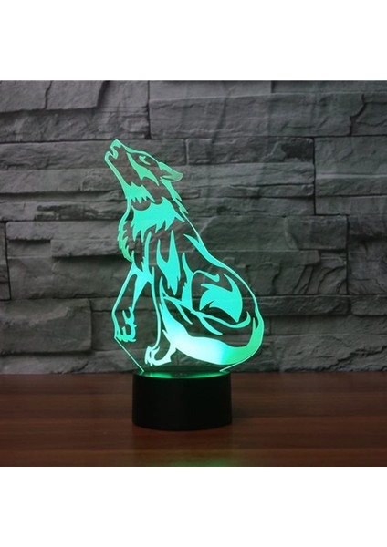 Wolf 3D Lamba Optik Illusion Gece Lambası 7 Renk Değiştirme Dokunmatik Anahtarı Masa Danışma Dekorasyon Lambaları Akrilik (Yurt Dışından) fırsatları