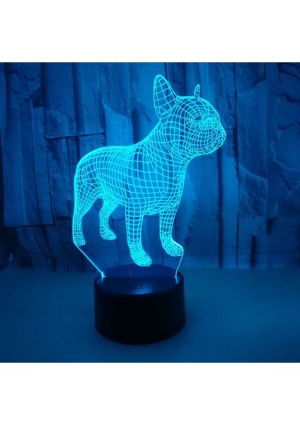 3D Bulldog Gece Lambası 16 Renk Değişen Optik Illüzyon Lambası Uzaktan Kumandalı Doğum Günü Sevgililer Günü Hediyesi Fikri Yürümeye Başlayan Erkek Kızlar Için (Yurt Dışından)