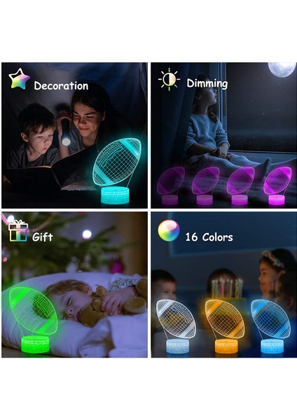 Futbol 3D Gece Lambası 3D Illusion Lambası Boys Için 16 Değişen Renk Uzaktan Kumanda Futbol Çocuk Odası Dekor Işıkları (Stil C) (Yurt Dışından) fırsatları