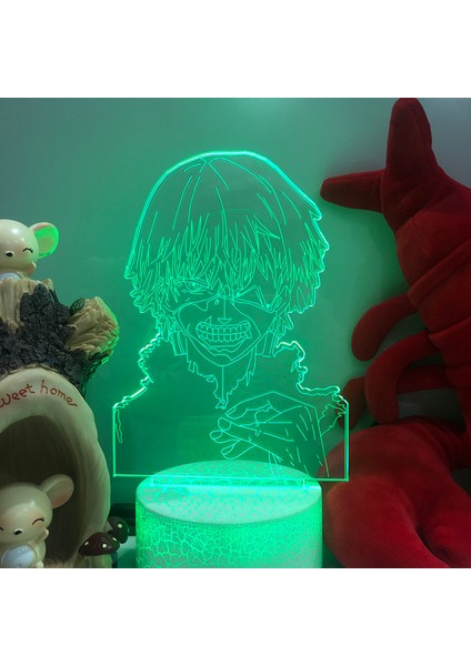 3D Anime Ghoul Illusion Lamba 16 Renk Uzaktan Kumanda ile 3D LED Gece Lambası Çocuk Odası Için Dekoratif Lamba --- C1（çatlak Koltuk） (Yurt Dışından)