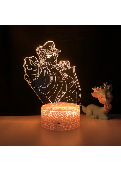 3D Illusion Lamba Anime Jojo'nun Tuhaf Macera Gece Lambası Yatak Odası Için Uzaktan Kumanda ile Dekoratif Erkek Kız Doğum Günü Noel - Desen D (Çatlak Koltuk) (Yurt Dışından)