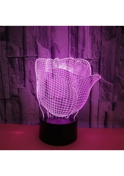 Gül Çiçek 3D LED Işık Romantik 7 Renk Değişimi Lamba USB LED Gece Işıkları Düğün Parti Yatak Odası Dekorasyon Için (Stil O) (Yurt Dışından)