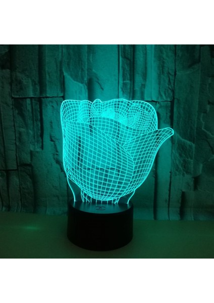 Gül Çiçek 3D LED Işık Romantik 7 Renk Değişimi Lamba USB LED Gece Işıkları Düğün Parti Yatak Odası Dekorasyon Için (Stil O) (Yurt Dışından) fiyatları