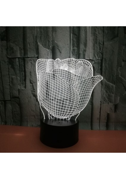 Gül Çiçek 3D LED Işık Romantik 7 Renk Değişimi Lamba USB LED Gece Işıkları Düğün Parti Yatak Odası Dekorasyon Için (Stil O) (Yurt Dışından) modelleri