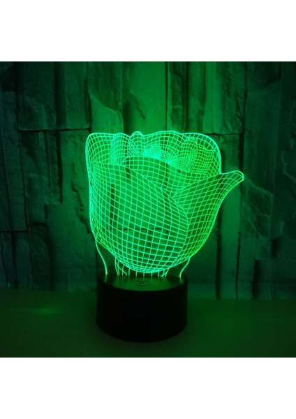 Gül Çiçek 3D LED Işık Romantik 7 Renk Değişimi Lamba USB LED Gece Işıkları Düğün Parti Yatak Odası Dekorasyon Için (Stil O) (Yurt Dışından) fırsatları