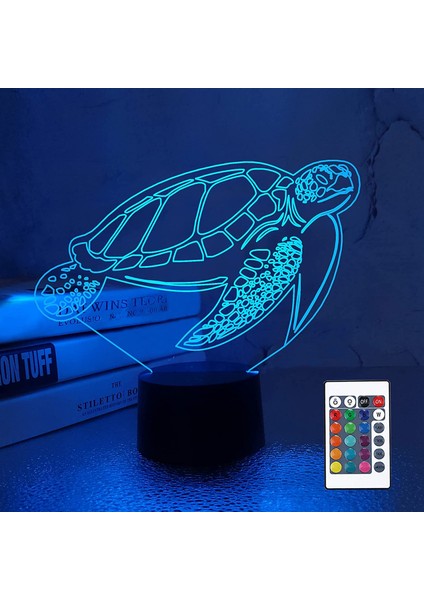 3D Kaplumbağa Gece Lambası Optik Illüzyon Lambası 16 Renk Uzaktan Kumanda ile Değişen Doğum Günü Noel Sevgililer Günü Hediye Fikri Erkekler ve Kızlar Için (Yurt Dışından)