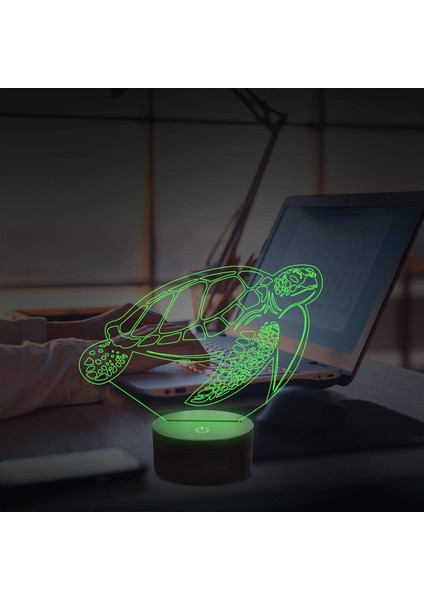 3D Kaplumbağa Gece Lambası Optik Illüzyon Lambası 16 Renk Uzaktan Kumanda ile Değişen Doğum Günü Noel Sevgililer Günü Hediye Fikri Erkekler ve Kızlar Için (Yurt Dışından) fırsatları
