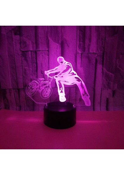 Bisiklete Binmek 3D Illusion Gece Lambası 16 Renk Değişimi Dokunmatik Uzaktan Kumanda Ev Dekor Bisiklet Severler Için LED Noel Doğum Günü Hediyesi (Stil V) (Yurt Dışından)