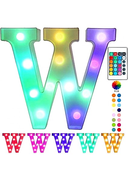 Renkli LED Marquee Harf Işıkları, Uzaktan Işıklandırmalı Marquee Tabelaları Parti Bar Harfleri, Işıklar Süslemeleri ile Ev Için --- Çok Renkli W (Yurt Dışından)
