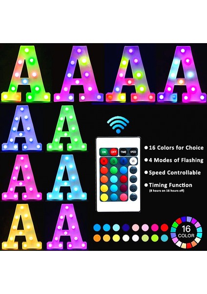 Renkli LED Marquee Harf Işıkları, Uzaktan Işıklandırmalı Marquee Tabelaları Parti Bar Harfleri, Işıklar Süslemeleri ile Ev Için --- Çok Renkli W (Yurt Dışından) indirimleri