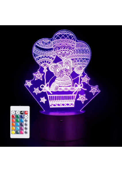 3D Teddy Bear Lamba Mood Lambası 16 Renk Kreş Gece Işıkları Illusion Akrilik LED Masa Başucu Lambası Çocuk Yatak Odası Masa Dekoru Doğum Günü Yılbaşı Hediyeleri (Yurt Dışından)