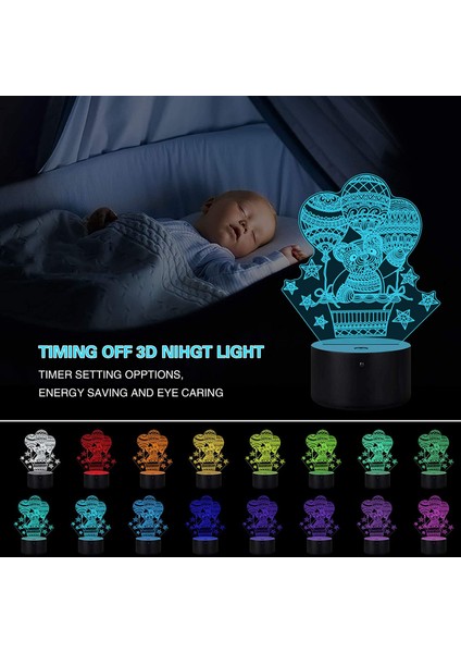 3D Teddy Bear Lamba Mood Lambası 16 Renk Kreş Gece Işıkları Illusion Akrilik LED Masa Başucu Lambası Çocuk Yatak Odası Masa Dekoru Doğum Günü Yılbaşı Hediyeleri (Yurt Dışından) modelleri