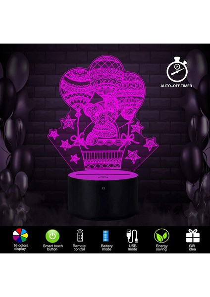 3D Teddy Bear Lamba Mood Lambası 16 Renk Kreş Gece Işıkları Illusion Akrilik LED Masa Başucu Lambası Çocuk Yatak Odası Masa Dekoru Doğum Günü Yılbaşı Hediyeleri (Yurt Dışından) fırsatları