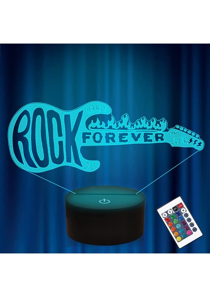 Gitar 3D Illusion Gece Lambası Rock And Roll Kısılabilir Hologram Işık Uzaktan Kumanda ile 16 Renk Değiştirme Yatak Odası Dekorasyon Müzik Çalar Için Yaratıcı Hediye Genç Çocuk Boy (Yurt Dışından)