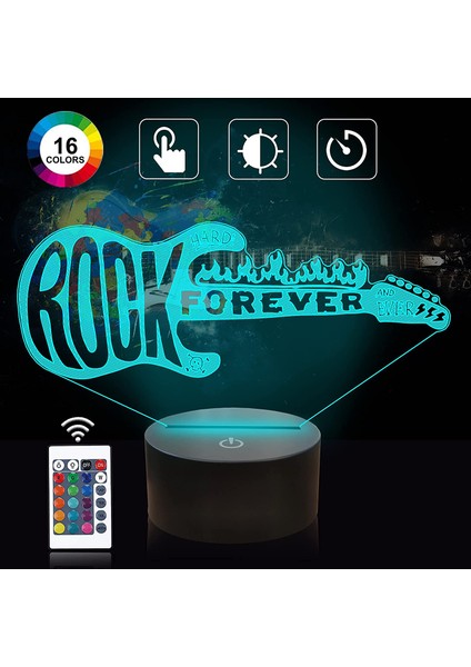 Gitar 3D Illusion Gece Lambası Rock And Roll Kısılabilir Hologram Işık Uzaktan Kumanda ile 16 Renk Değiştirme Yatak Odası Dekorasyon Müzik Çalar Için Yaratıcı Hediye Genç Çocuk Boy (Yurt Dışından) modelleri