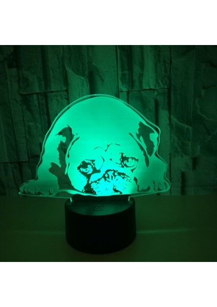 3D Sevimli Pug Köpek Gece Lambası Dokunmatik Masa Danışma Optik Illusion Lambalar 7 Renk Değişen Işıklar Ev Dekorasyon Doğum Günü Hediyesi (Stil J) (Yurt Dışından)