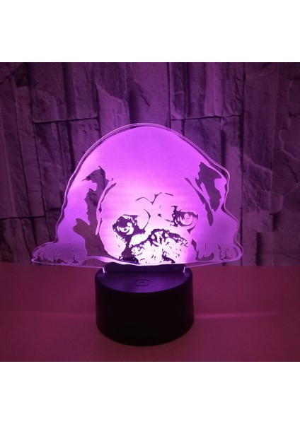 3D Sevimli Pug Köpek Gece Lambası Dokunmatik Masa Danışma Optik Illusion Lambalar 7 Renk Değişen Işıklar Ev Dekorasyon Doğum Günü Hediyesi (Stil J) (Yurt Dışından) fırsatları