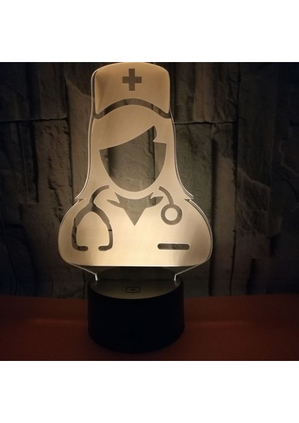 Hemşire 3D Illusion Gece Lambası 16 Renk Değişimi Dokunmatik Uzaktan Kumanda Ev Dekor LED Noel Doğum Günü Hediyesi (Stil X) (Yurt Dışından)