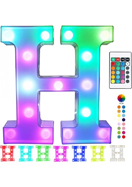 Renkli LED Marquee Harf Işıkları, Uzaktan Aydınlatmalı Marquee Tabelaları Parti Bar Harfleri, Işıklar Süslemeleri ile Ev Için --- Çok Renkli H (Yurt Dışından)
