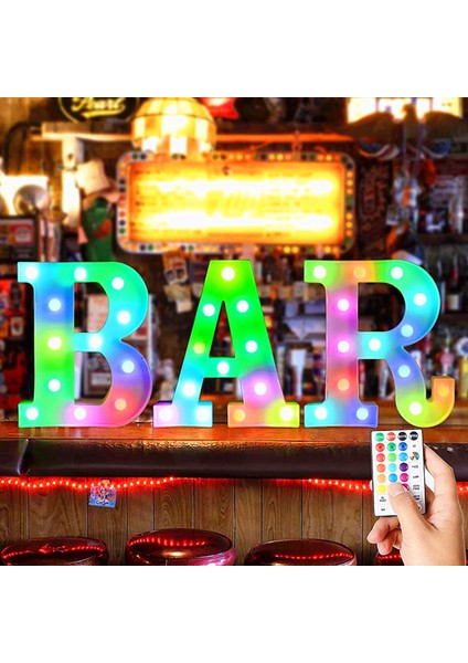 Renkli LED Marquee Harf Işıkları, Uzaktan Aydınlatmalı Marquee Tabelaları Parti Bar Harfleri, Işıklar Süslemeleri ile Ev Için --- Çok Renkli H (Yurt Dışından) indirimleri
