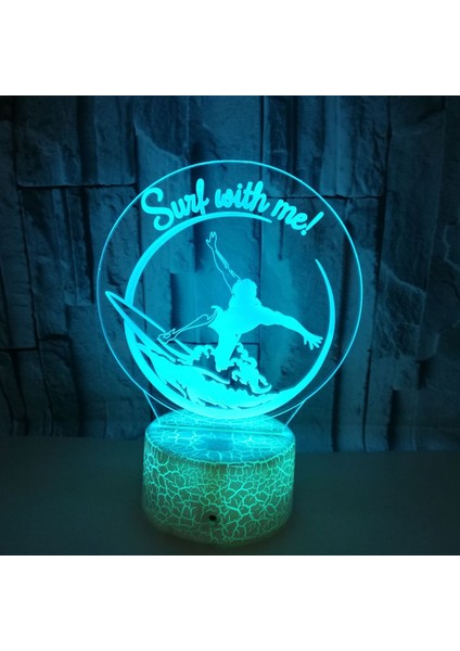 3D Sörf Gece Lambası 16 Renk Değiştirme Uzaktan Kumanda Dokunmatik Anahtarı Dekor Optik Illusion Lamba LED Masa Masa Lambası Çocuk Noel Doğum Günü Hediyesi (Stil Q) (Yurt Dışından) modelleri