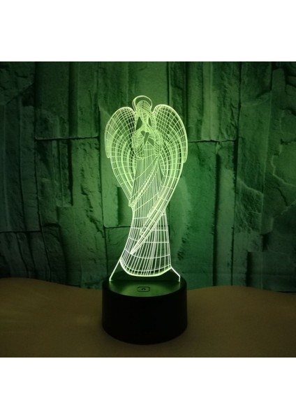 3D Melek Kanat Gece Işığı Lambası Illusion Gece Lambası 7 Renk Değiştirme Dokunmatik Anahtarı Masa Danışma Dekorasyon Lambaları Akrilik Düz ile Hediye (Stil 1) (Yurt Dışından)