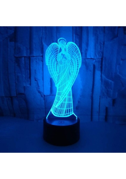 3D Melek Kanat Gece Işığı Lambası Illusion Gece Lambası 7 Renk Değiştirme Dokunmatik Anahtarı Masa Danışma Dekorasyon Lambaları Akrilik Düz ile Hediye (Stil 1) (Yurt Dışından) modelleri