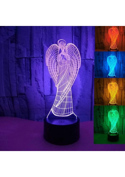 3D Melek Kanat Gece Işığı Lambası Illusion Gece Lambası 7 Renk Değiştirme Dokunmatik Anahtarı Masa Danışma Dekorasyon Lambaları Akrilik Düz ile Hediye (Stil 1) (Yurt Dışından) fırsatları