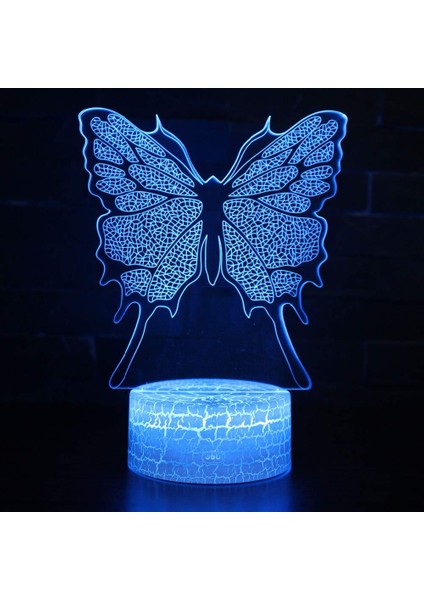 16 Renk Değişen Gece Lambası 3D Atmosfer Ampul Işık 3D Görsel Yanılsama LED Lamba Çocuklar Için Oyuncak Noel Doğum Günü Hediyeleri (Kelebek) (Yurt Dışından)