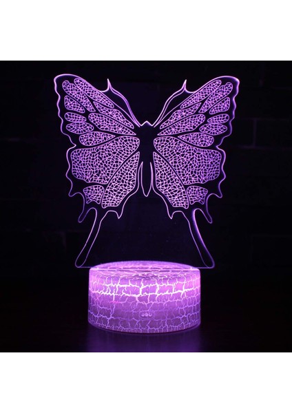 16 Renk Değişen Gece Lambası 3D Atmosfer Ampul Işık 3D Görsel Yanılsama LED Lamba Çocuklar Için Oyuncak Noel Doğum Günü Hediyeleri (Kelebek) (Yurt Dışından)