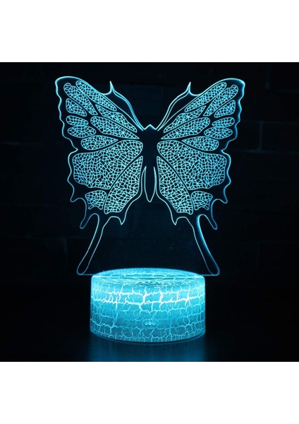 16 Renk Değişen Gece Lambası 3D Atmosfer Ampul Işık 3D Görsel Yanılsama LED Lamba Çocuklar Için Oyuncak Noel Doğum Günü Hediyeleri (Kelebek) (Yurt Dışından)