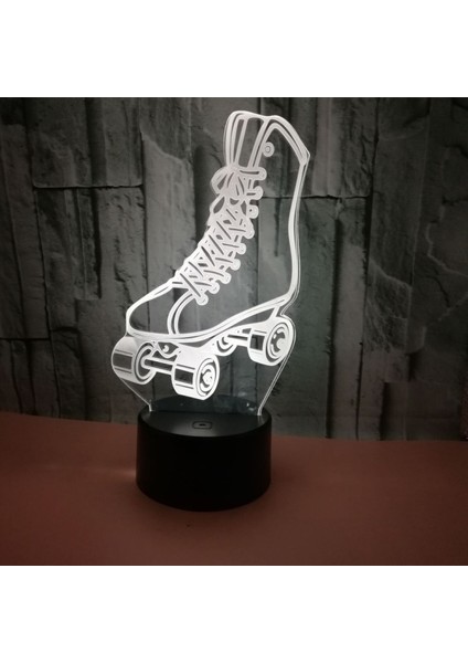 3D Paten Gece Lambası 7 Renk Buz Pateni LED USB Dokunmatik Masa Lambası Ev Dekor Çocuk Çocuk Masa Bebek Hediyeleri (Stil Z) (Yurt Dışından)