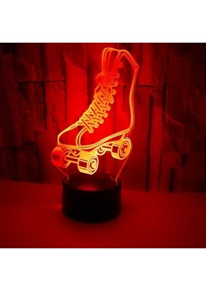 3D Paten Gece Lambası 7 Renk Buz Pateni LED USB Dokunmatik Masa Lambası Ev Dekor Çocuk Çocuk Masa Bebek Hediyeleri (Stil Z) (Yurt Dışından)